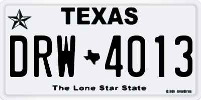 TX license plate DRW4013