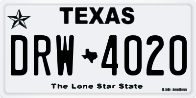 TX license plate DRW4020