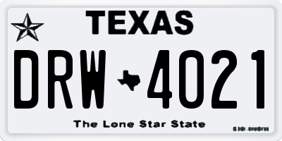 TX license plate DRW4021