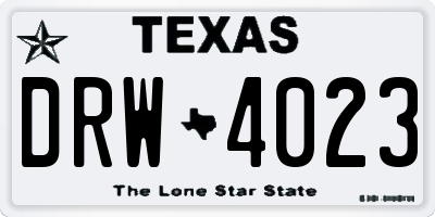 TX license plate DRW4023