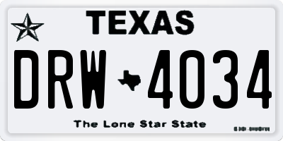 TX license plate DRW4034