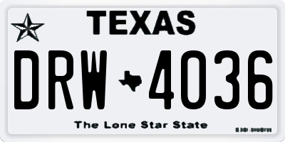 TX license plate DRW4036