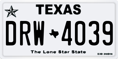 TX license plate DRW4039