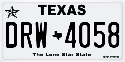 TX license plate DRW4058