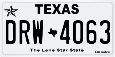 TX license plate DRW4063