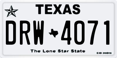 TX license plate DRW4071