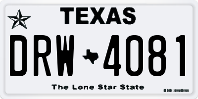 TX license plate DRW4081