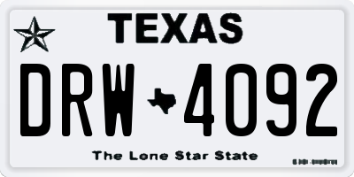 TX license plate DRW4092