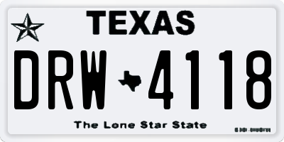 TX license plate DRW4118