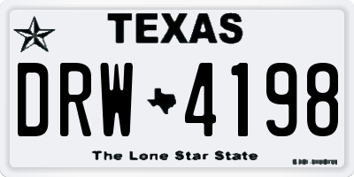TX license plate DRW4198