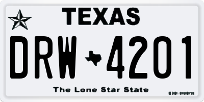 TX license plate DRW4201