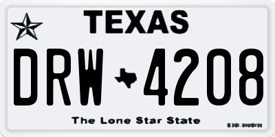 TX license plate DRW4208