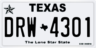 TX license plate DRW4301