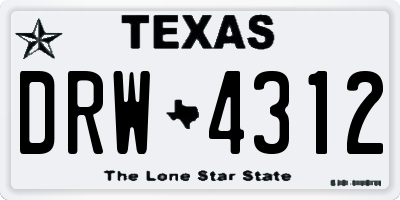 TX license plate DRW4312