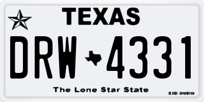 TX license plate DRW4331
