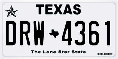 TX license plate DRW4361