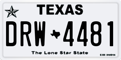 TX license plate DRW4481