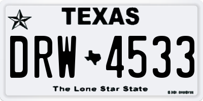 TX license plate DRW4533