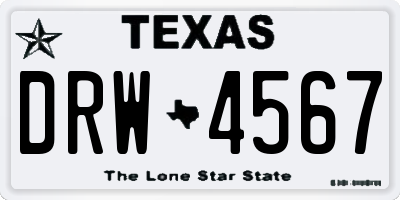 TX license plate DRW4567