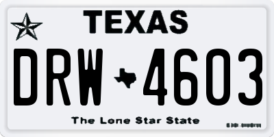 TX license plate DRW4603