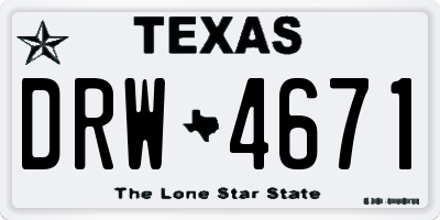 TX license plate DRW4671