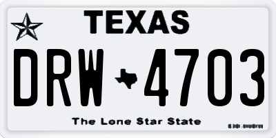 TX license plate DRW4703