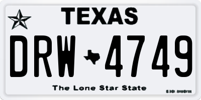 TX license plate DRW4749