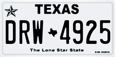 TX license plate DRW4925