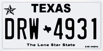 TX license plate DRW4931