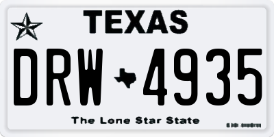 TX license plate DRW4935
