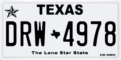 TX license plate DRW4978