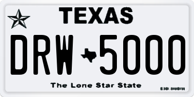 TX license plate DRW5000