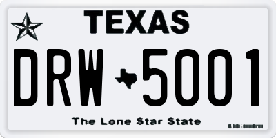 TX license plate DRW5001