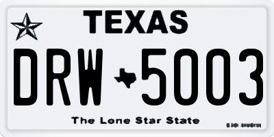 TX license plate DRW5003