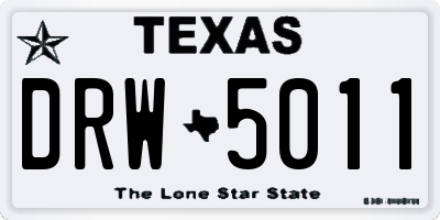 TX license plate DRW5011