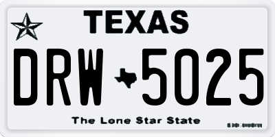 TX license plate DRW5025