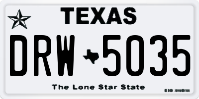 TX license plate DRW5035