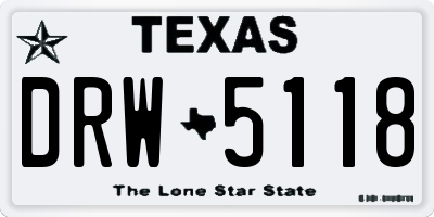 TX license plate DRW5118