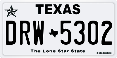 TX license plate DRW5302