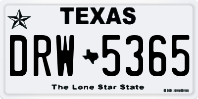 TX license plate DRW5365