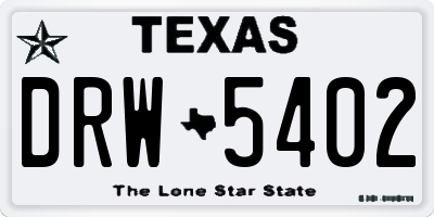 TX license plate DRW5402