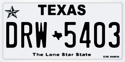 TX license plate DRW5403