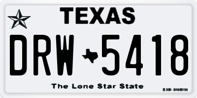 TX license plate DRW5418
