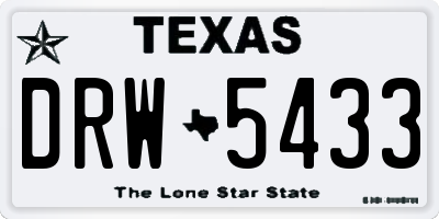 TX license plate DRW5433