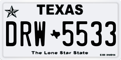 TX license plate DRW5533