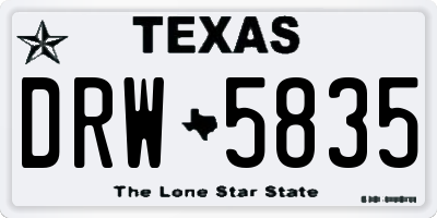 TX license plate DRW5835