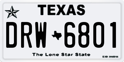 TX license plate DRW6801