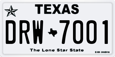 TX license plate DRW7001