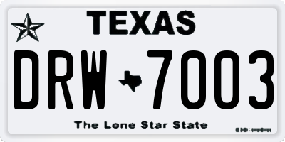 TX license plate DRW7003