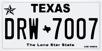 TX license plate DRW7007